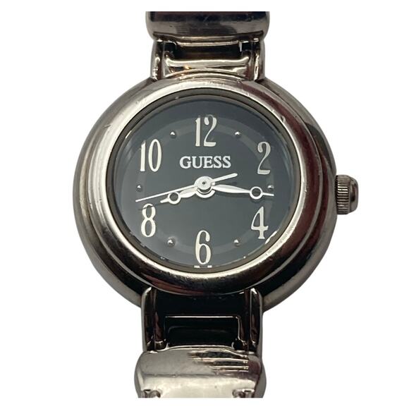 VTG Guess Womens Petite Watch 23mm with New Battery Wrist size 5.75 Black Silver - Picture 1 of 8